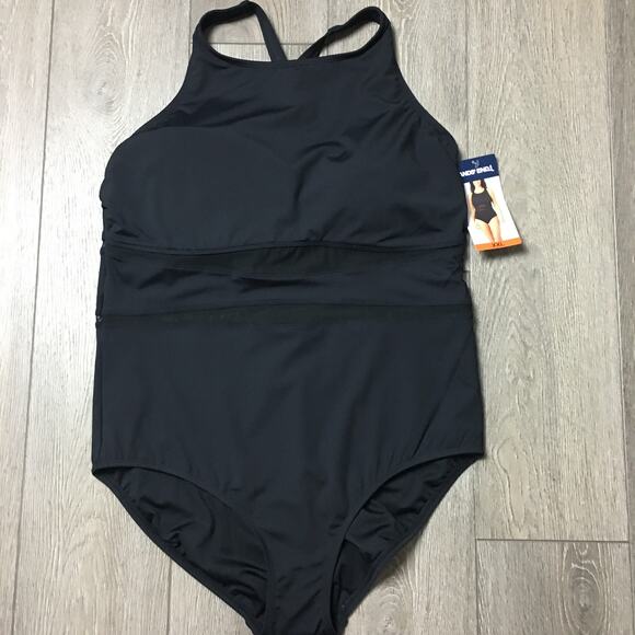 Lands' End Women's Dark Black One Piece Swimsuit size XXL NWT - Picture 1 of 10